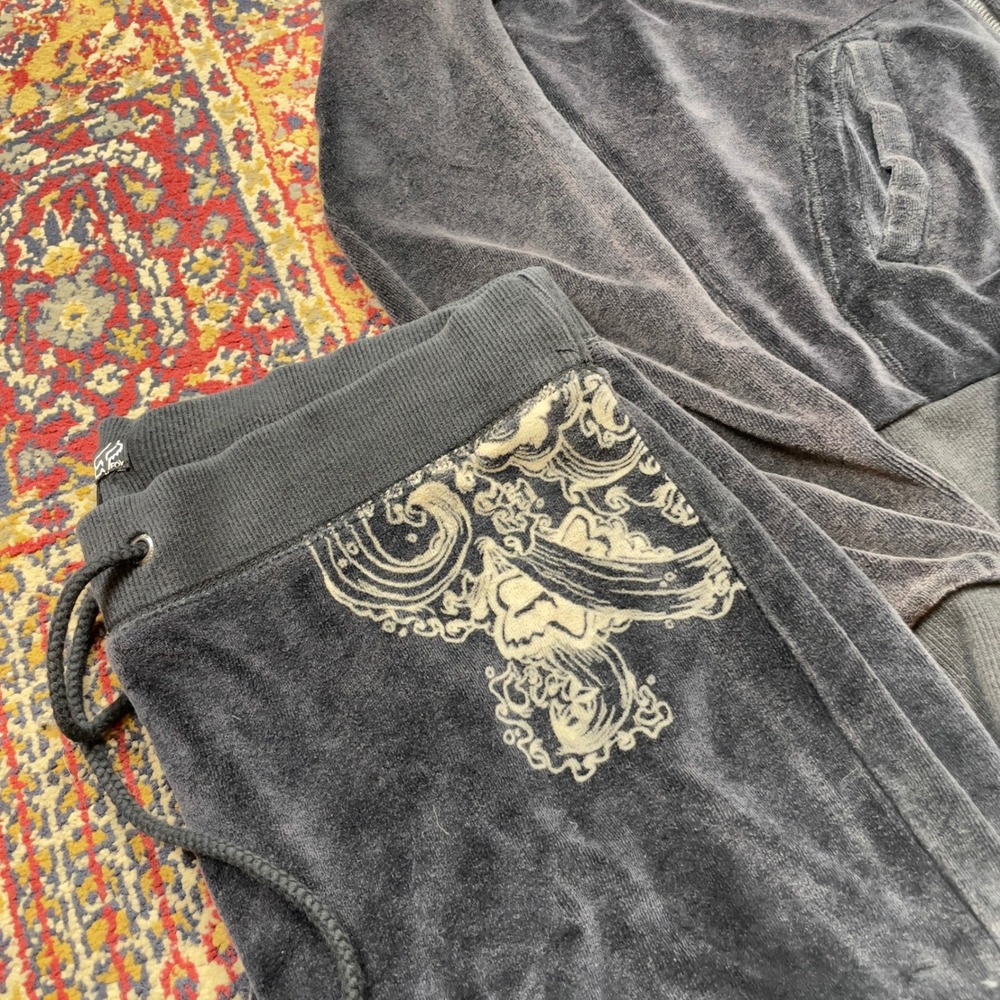 Fox Racing Velour Jogger Sweatpants and hoodie set Charcoal Gray Size L - Picture 2 of 8